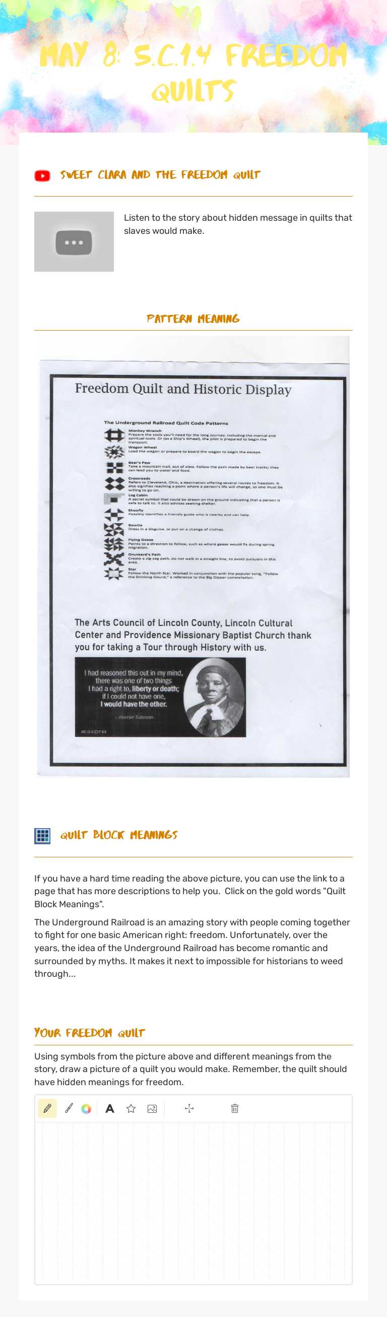 May 8: 5.C.1.4 Freedom Quilts Grade 5 worksheet preview