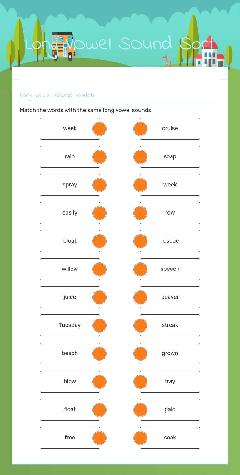 Long VOwel SOund Sort worksheet preview image