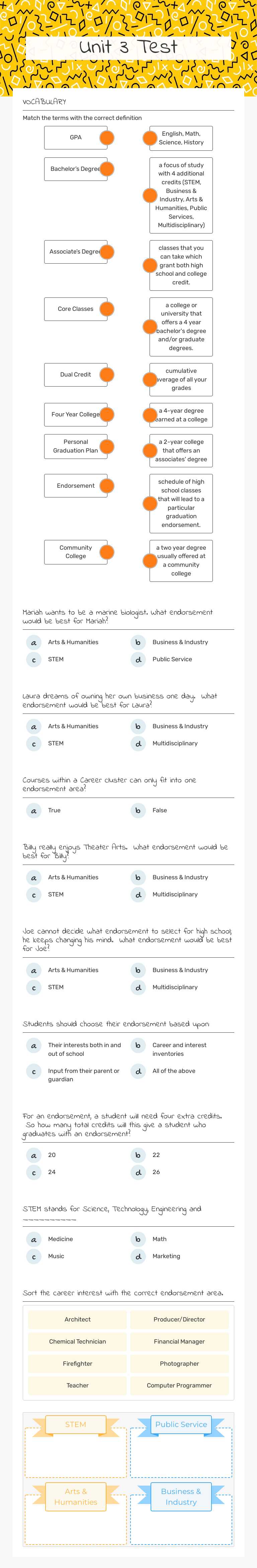 Unit 3 Test worksheet preview image