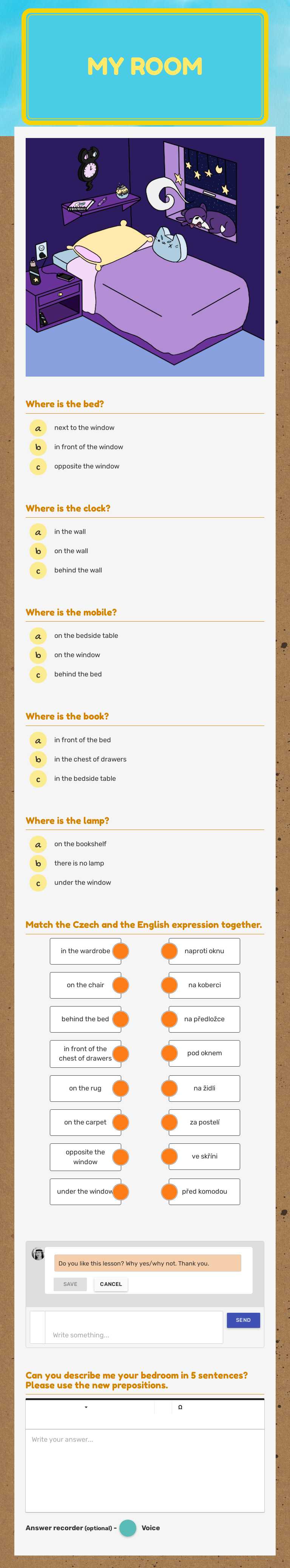 my room worksheet preview image