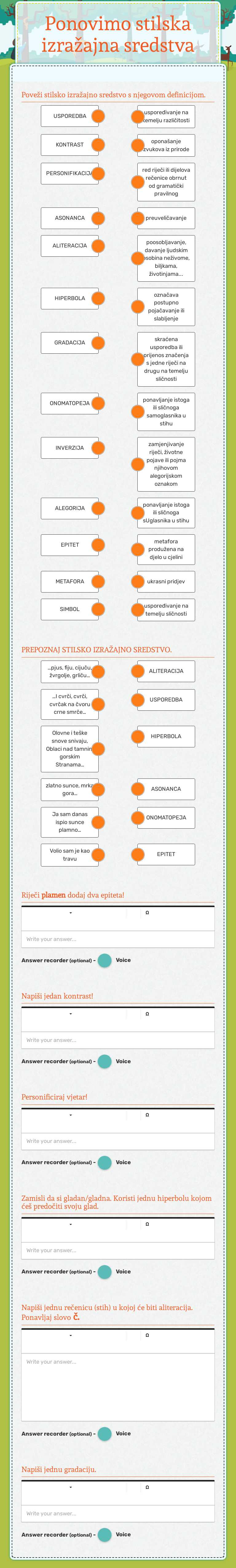 Ponovimo stilska izražajna sredstva Grade 7 worksheet preview
