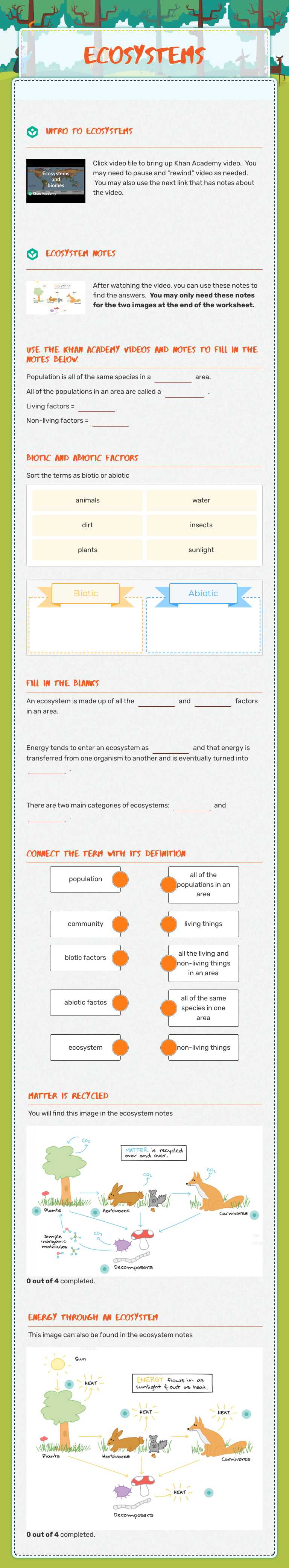 ECOSYSTEMS worksheet preview image