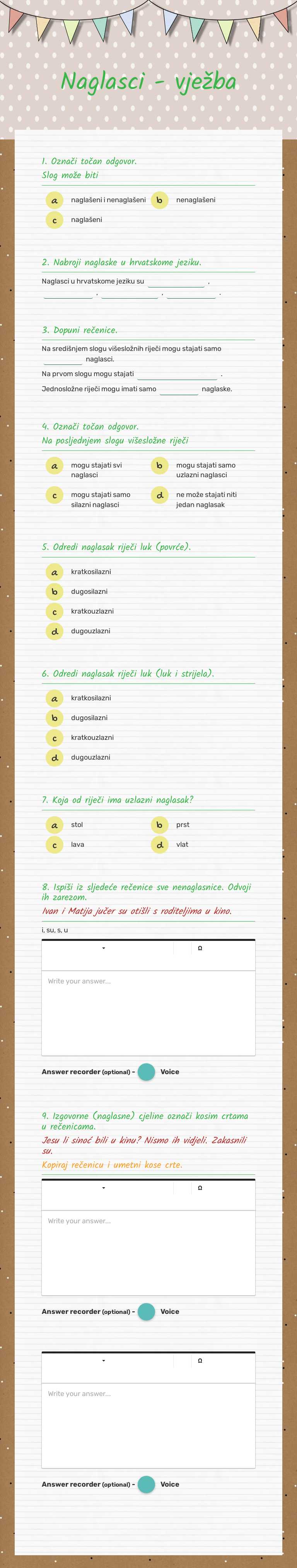 Naglasci - vježba worksheet preview image