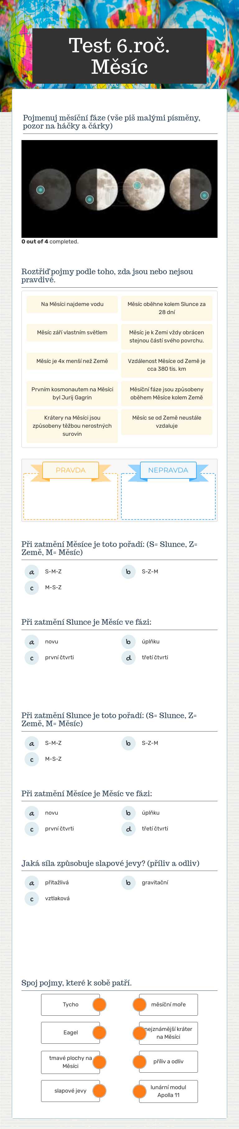 Test 6.roč. Měsíc worksheet preview image