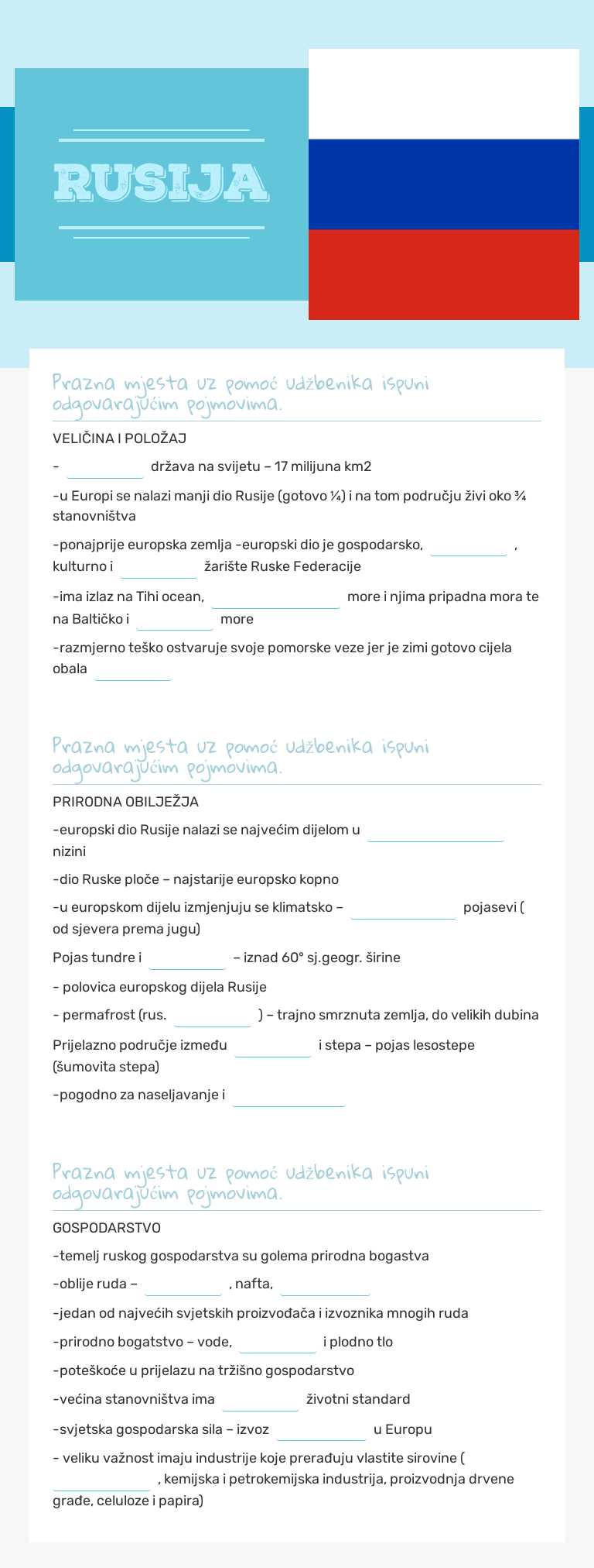 Rusija Grade 7 worksheet preview