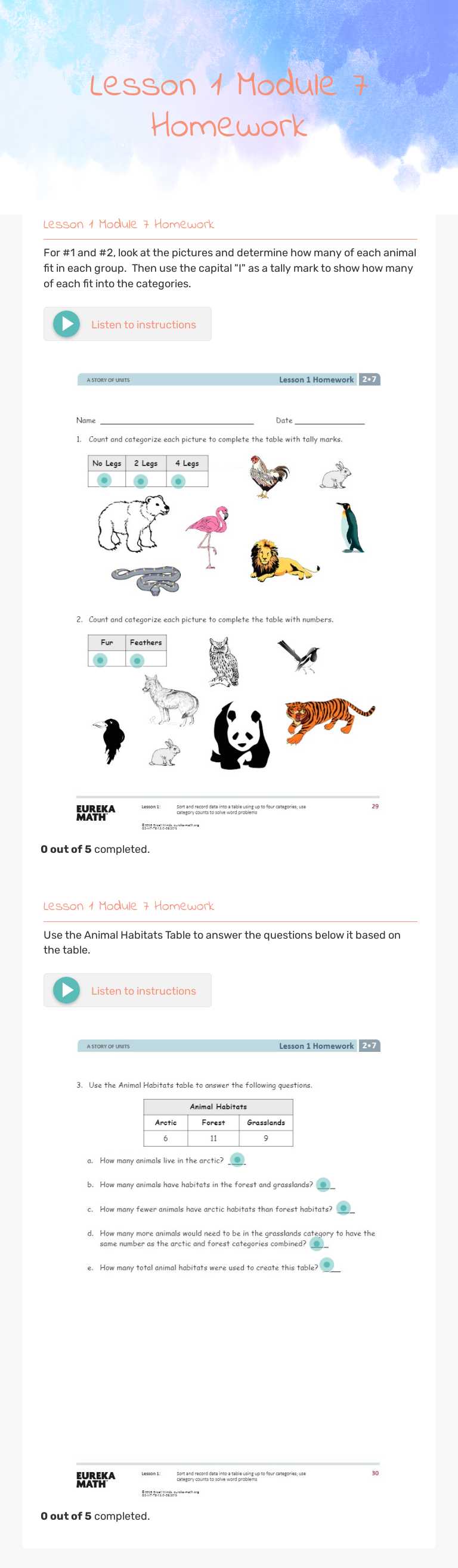 Lesson 1 Module 7 Homework by Deanna Thompson | Interactive Worksheet ...
