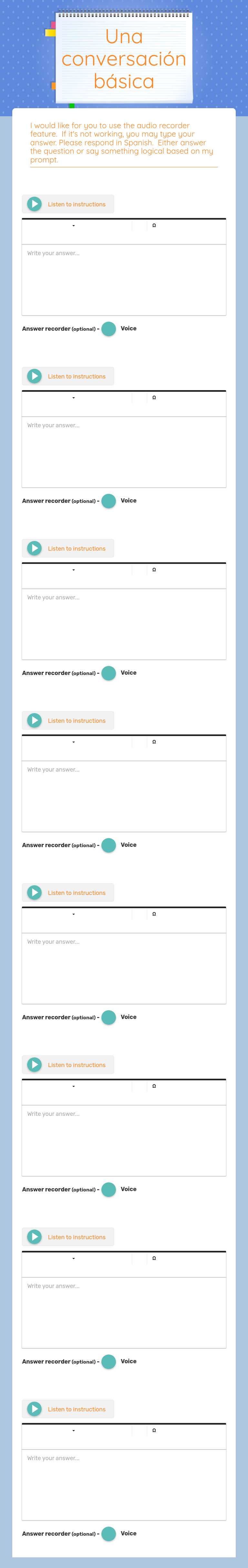 Una conversación básica worksheet preview image