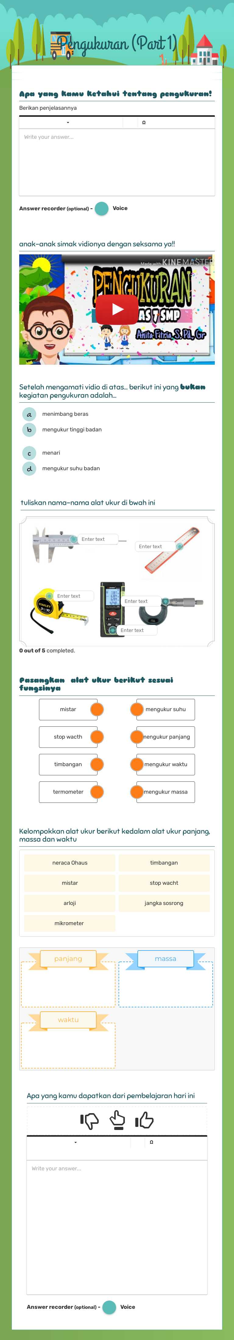 Pengukuran (Part 1) worksheet preview image
