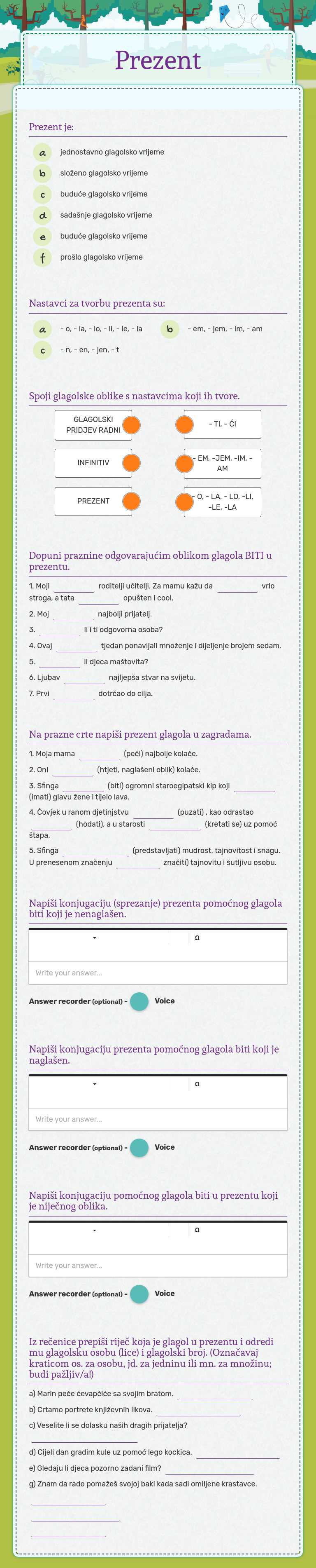 Prezent worksheet preview image