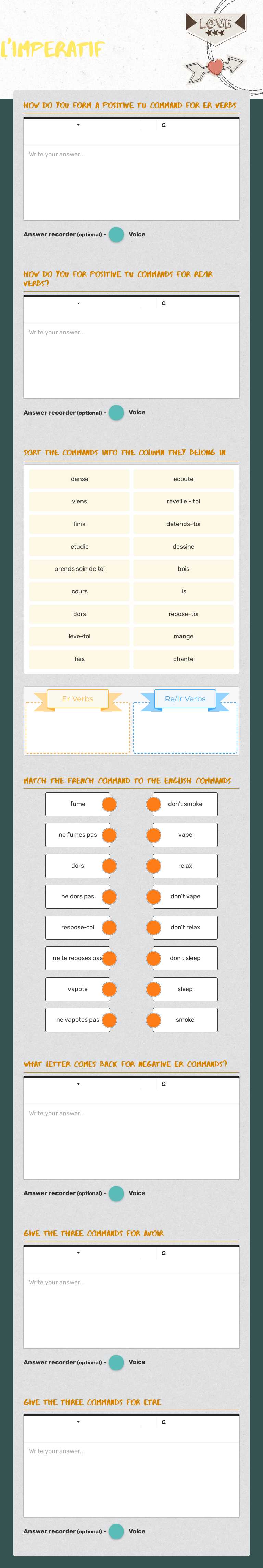 L'imperatif worksheet preview image