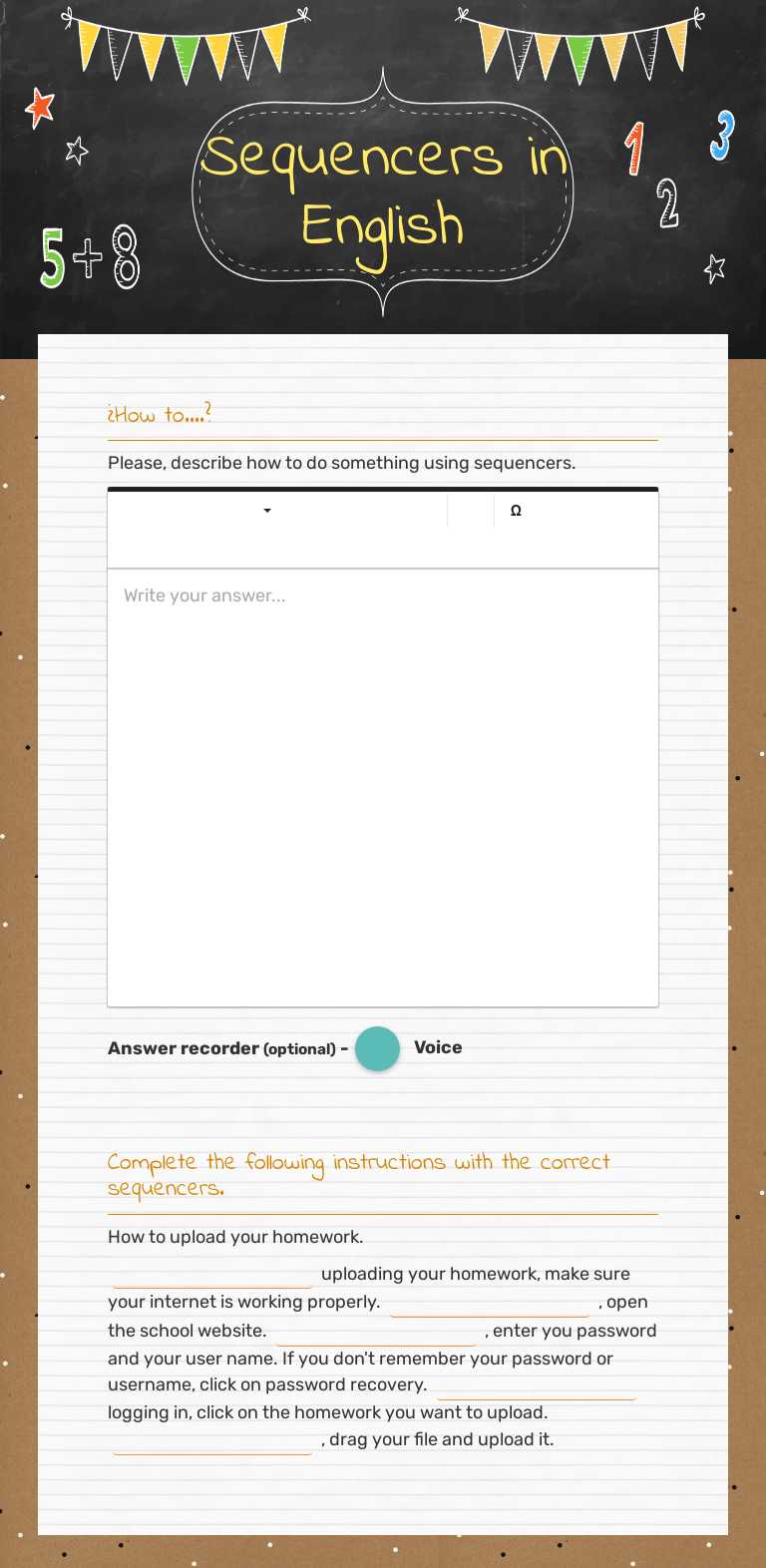 Sequencers in English worksheet preview image