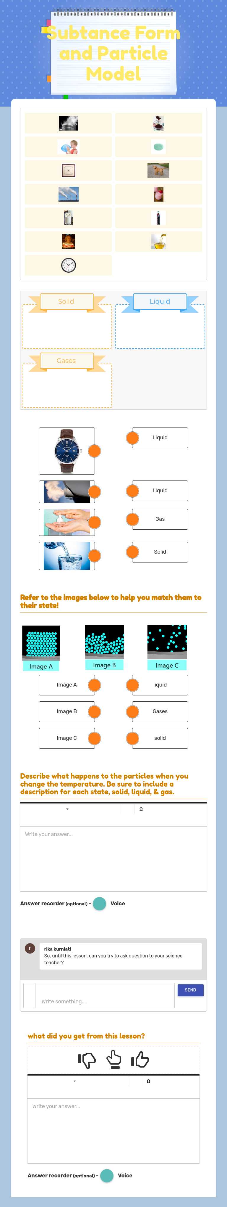 Subtance Form and Particle Model worksheet preview image