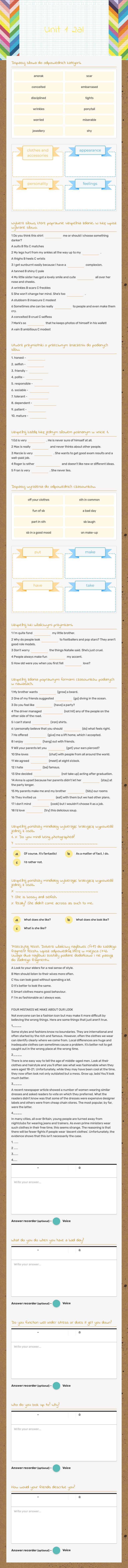 Unit 1 2al worksheet preview image