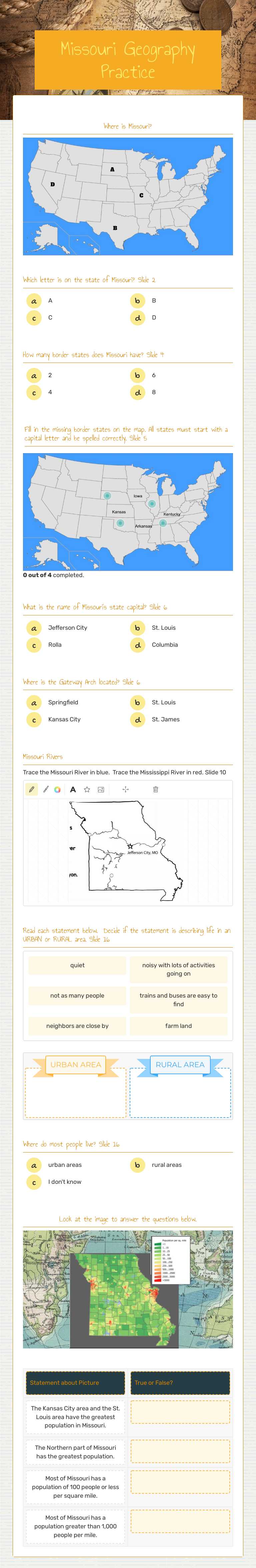 Missouri Geography Practice Grade 3 worksheet preview