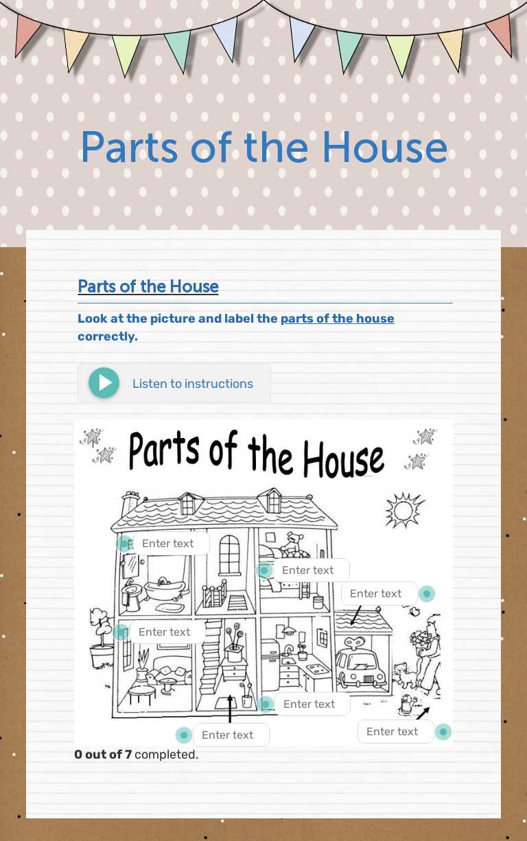 Parts of the House worksheet preview image