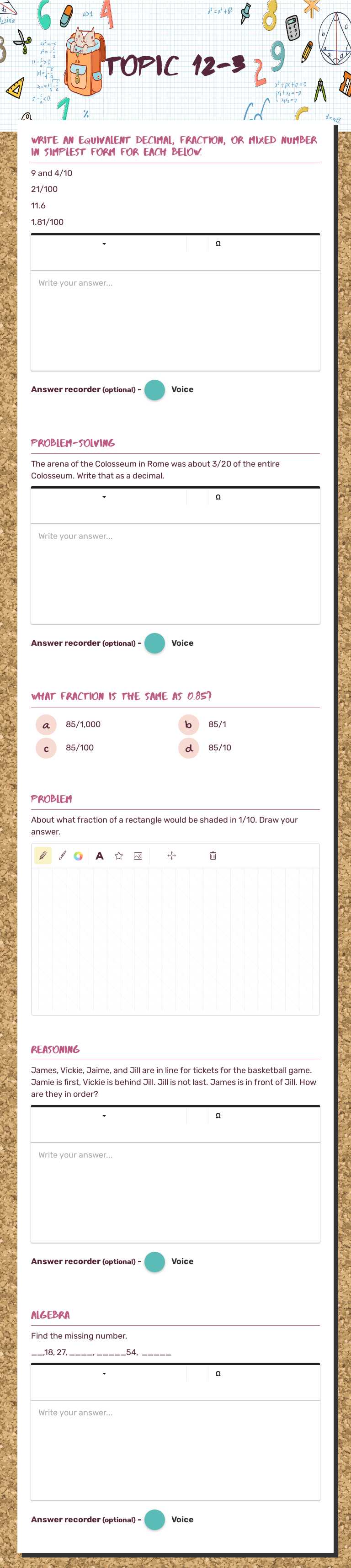 Topic 12-3 Grade 4 worksheet preview