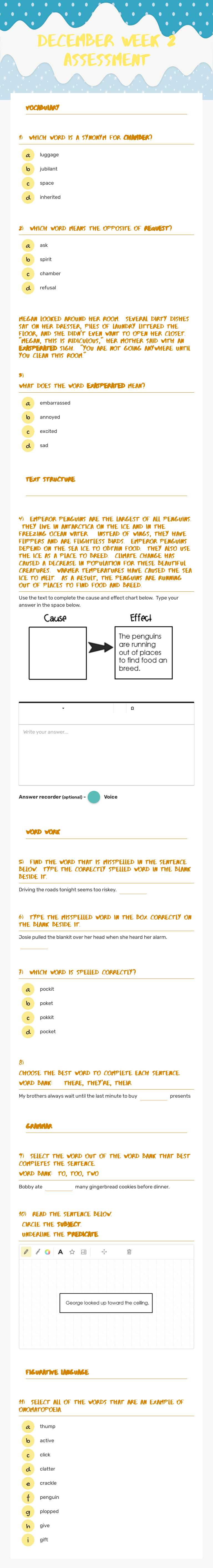 December Week 2 Assessment worksheet preview image