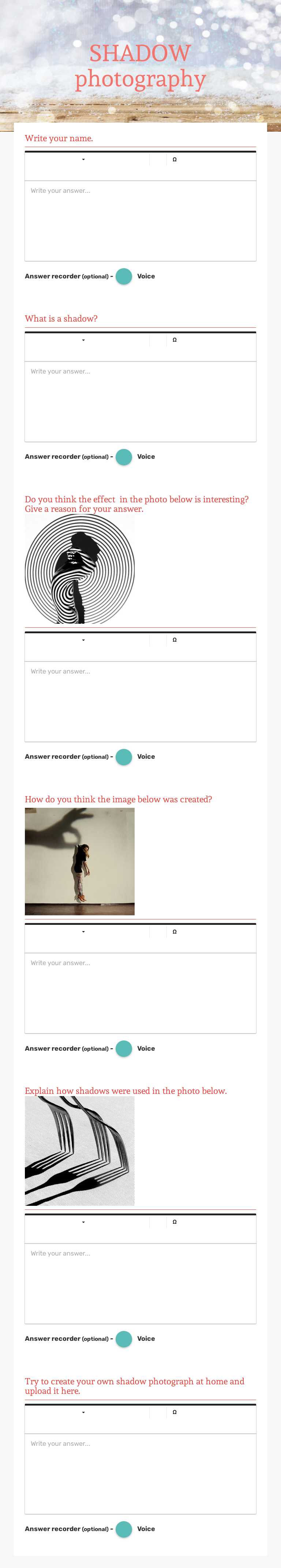 SHADOW photography Grade 3 worksheet preview