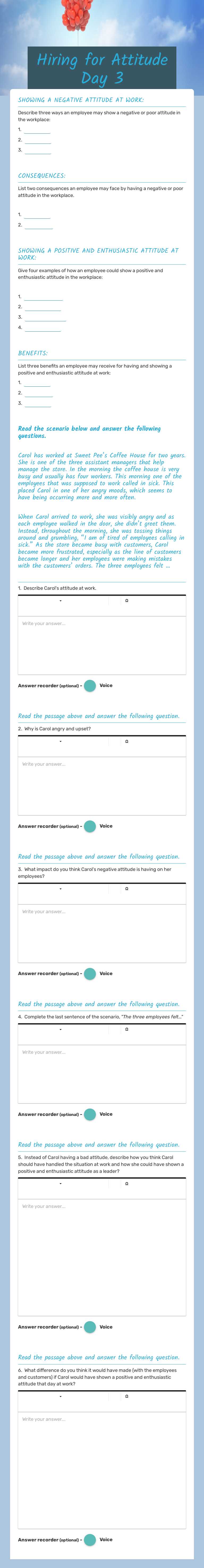 Hiring for Attitude Day 3 worksheet preview image