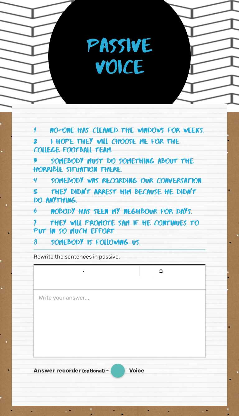 passive voice by Martina Mavrek | Interactive Worksheet | Wizer.me