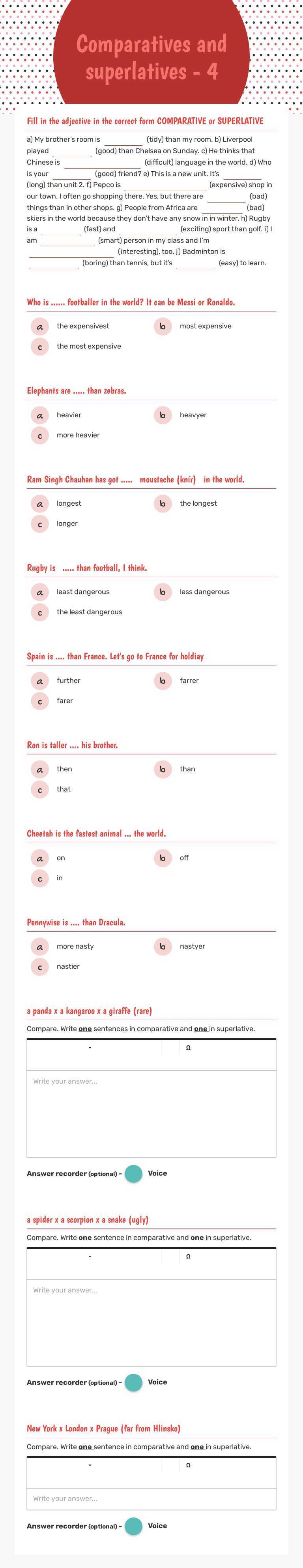 Comparatives and superlatives - 4 Grade 6 worksheet preview