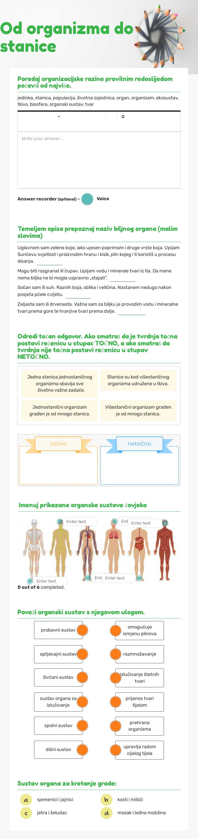 Od organizma do stanice worksheet preview image