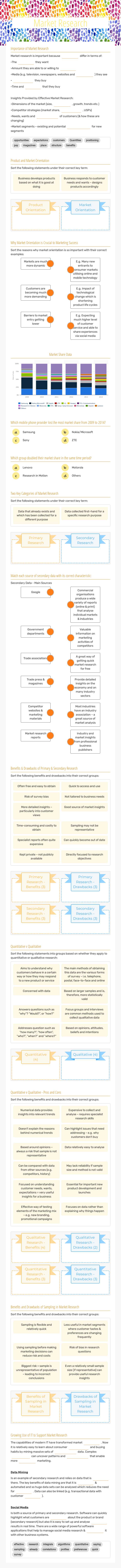 Market Research worksheet preview
