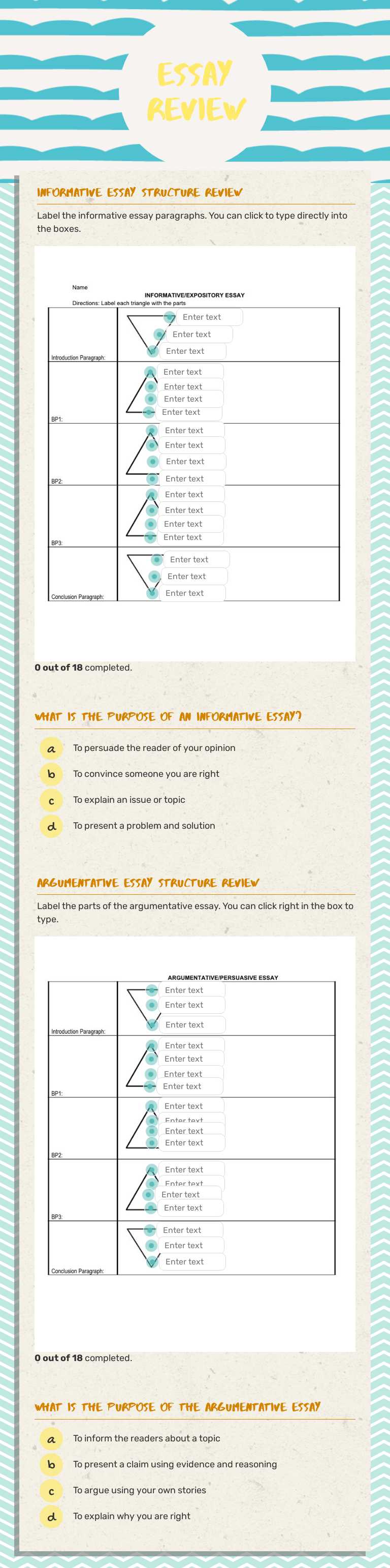 Essay Review worksheet preview image