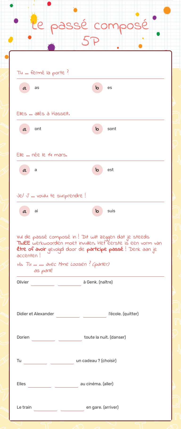 Le passé composé 
5P worksheet preview image
