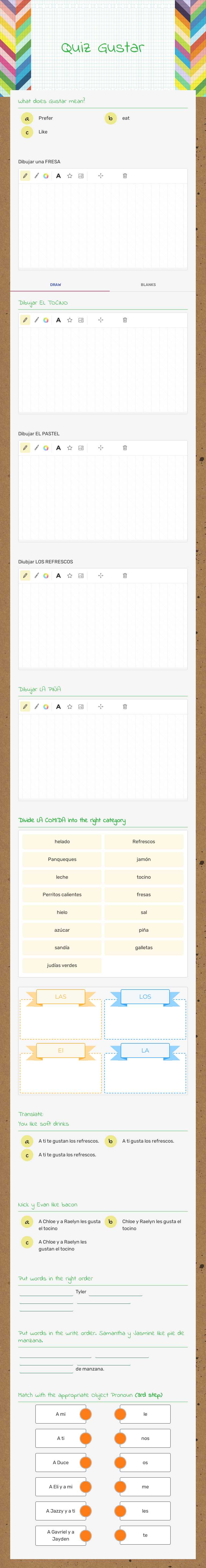 Quiz Gustar worksheet preview
