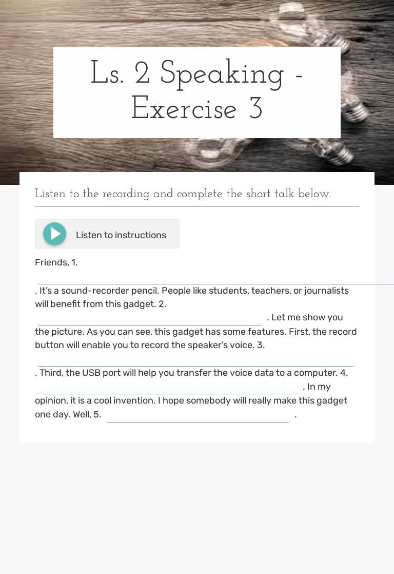 Ls. 2 Speaking - Exercise 3 worksheet preview image