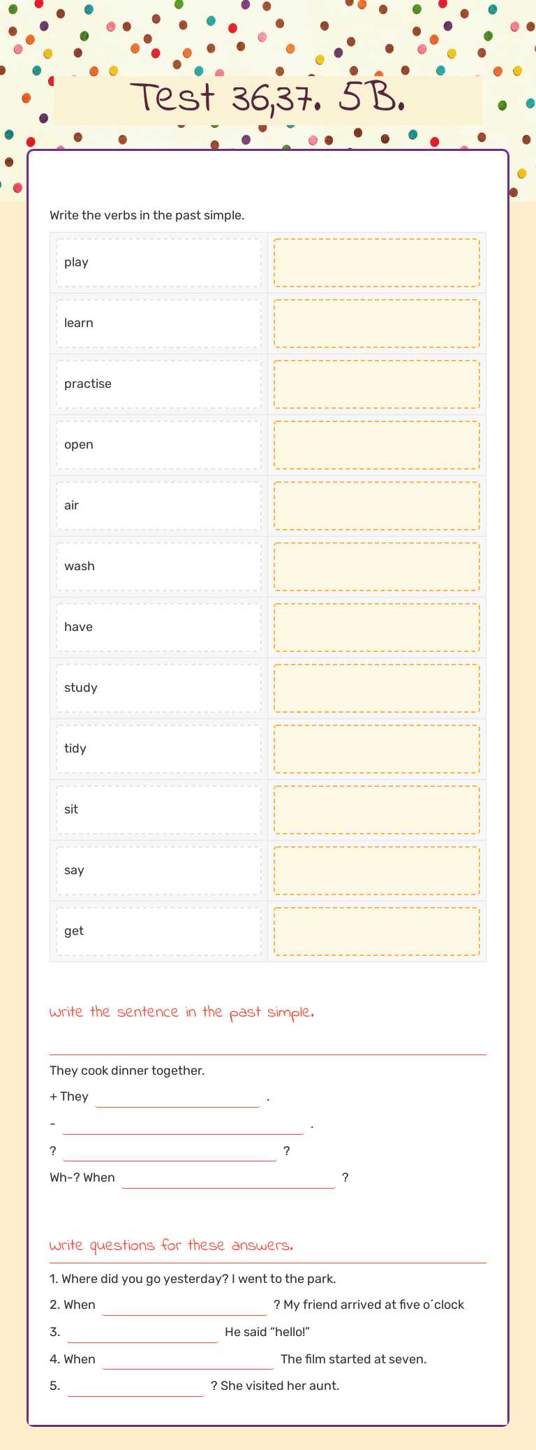 Test 36,37. 5B. worksheet preview image