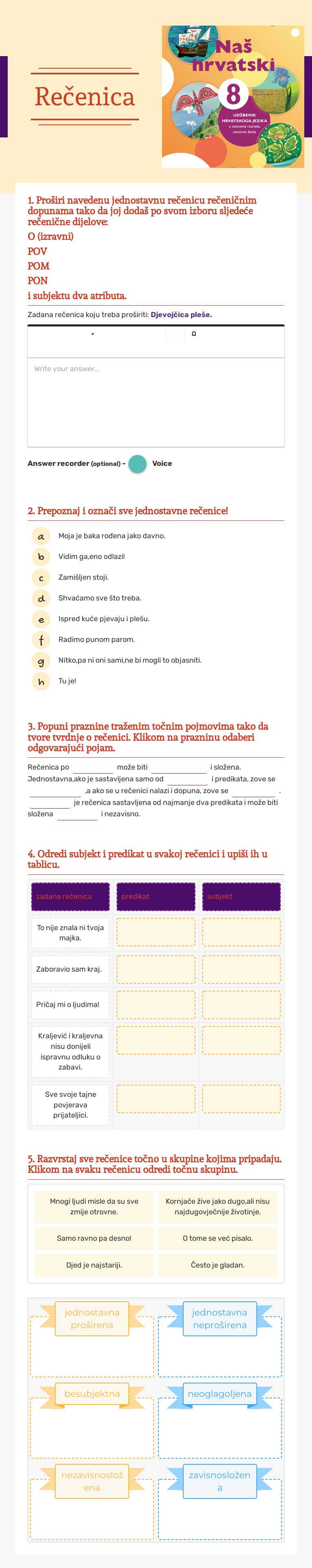 Rečenica worksheet preview image