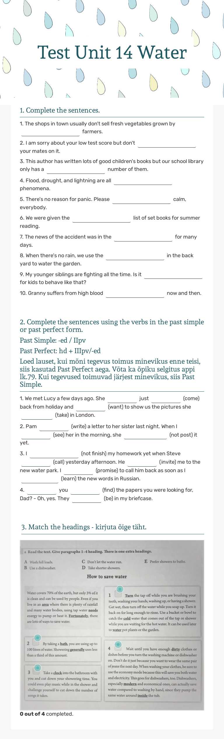Test Unit 14 Water Grade 7 worksheet preview