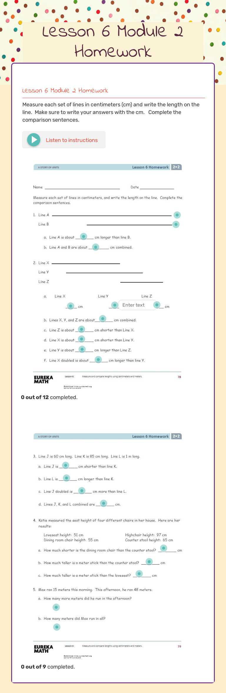 Lesson 6 Module 2 Homework worksheet preview image