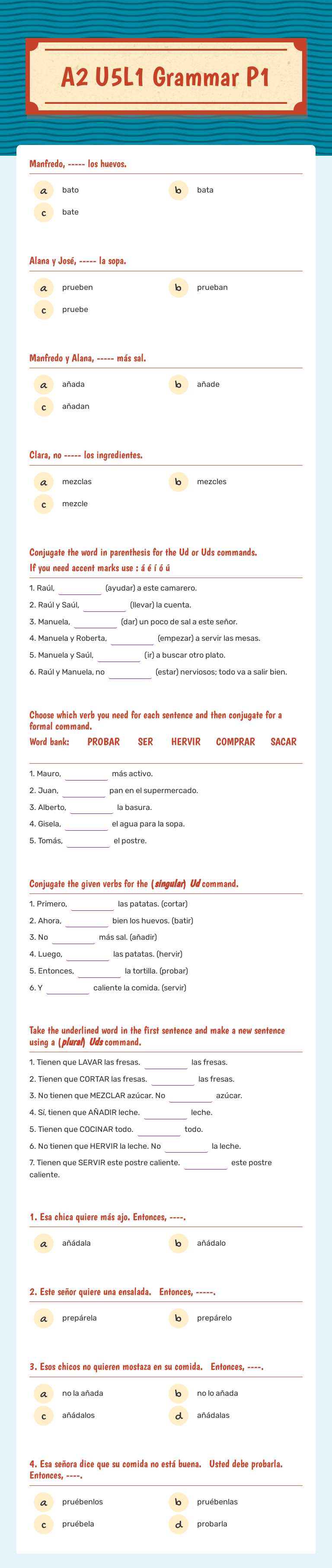 A2 U5L1 Grammar P1 Grade 9 worksheet preview