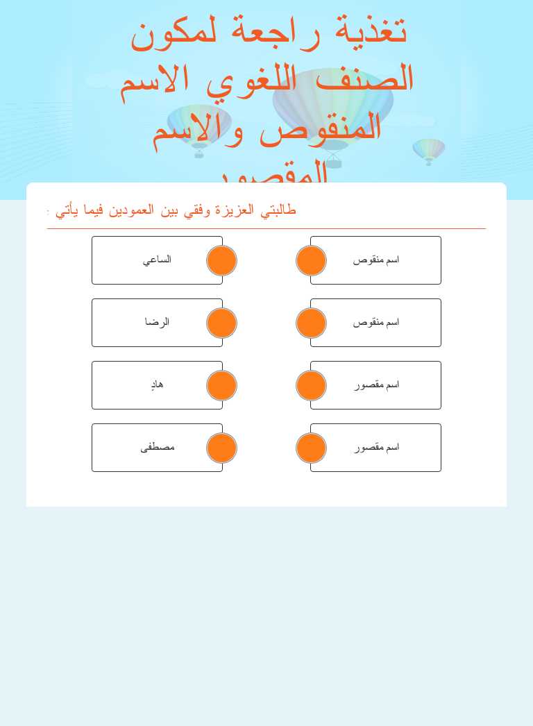 تغذية راجعة لمكون الصنف اللغوي الاسم المنقوص والاسم المقصور worksheet preview image