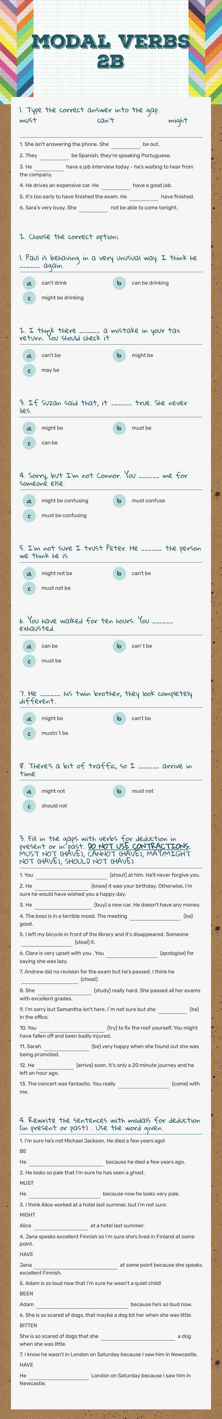 modal verbs 2b worksheet preview image