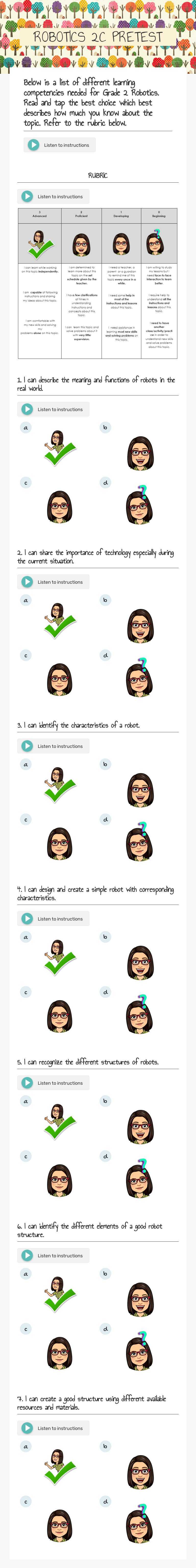 ROBOTICS 2C PRETEST worksheet preview image