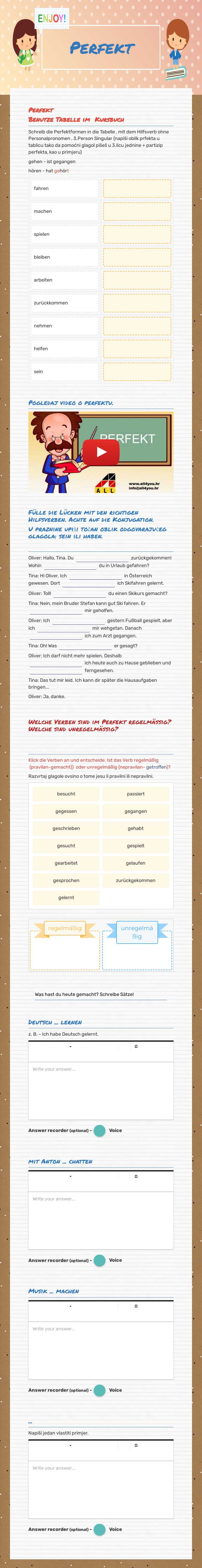 Perfekt worksheet preview image