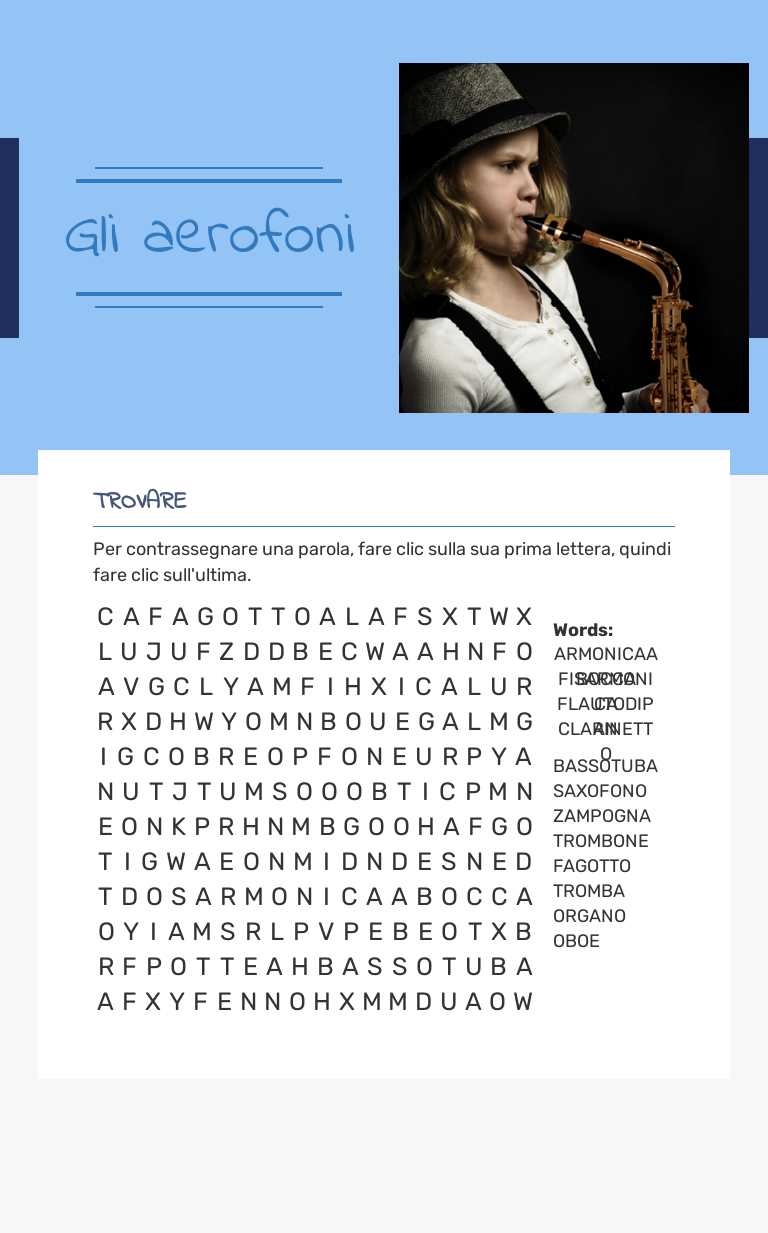 Gli aerofoni worksheet preview