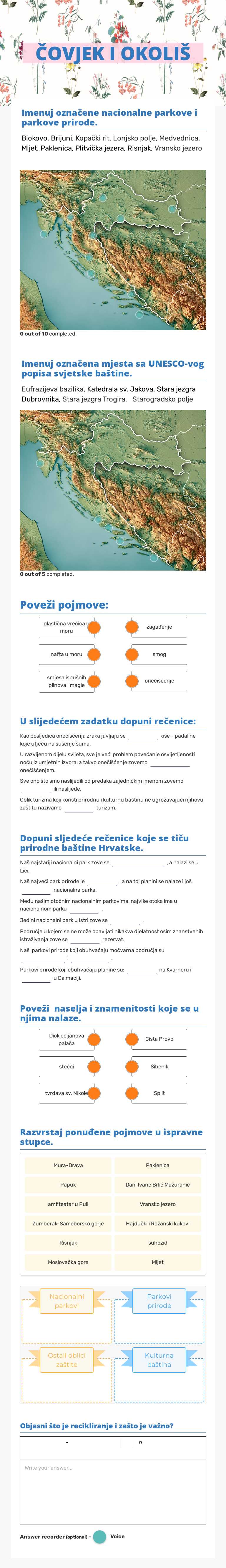 ČOVJEK I OKOLIŠ worksheet preview image