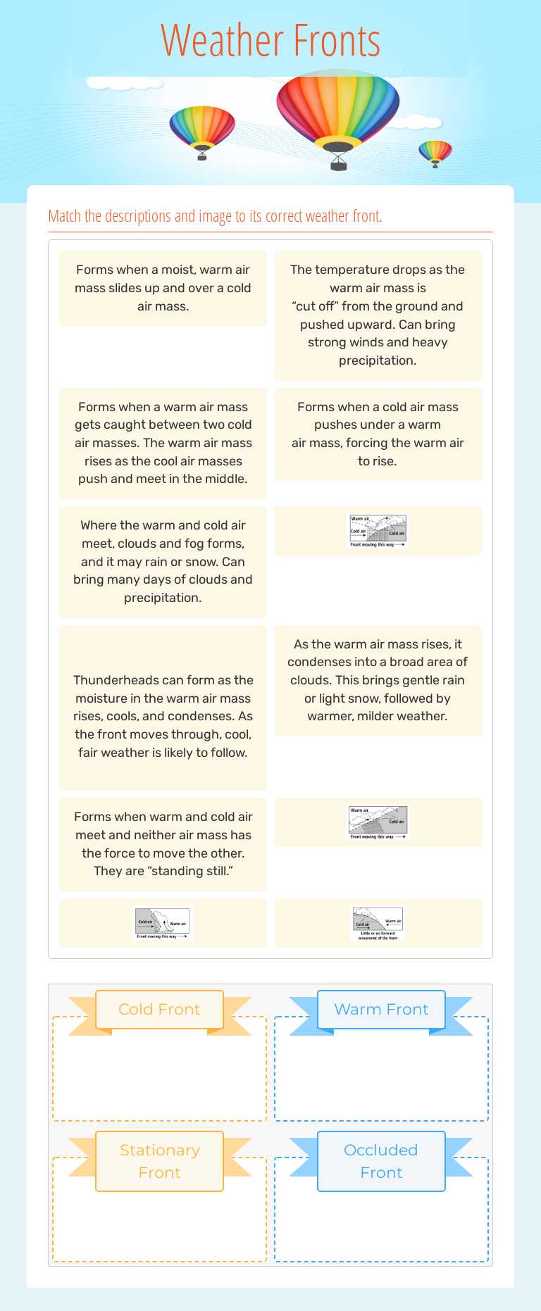Weather Fronts-Practice worksheet preview image