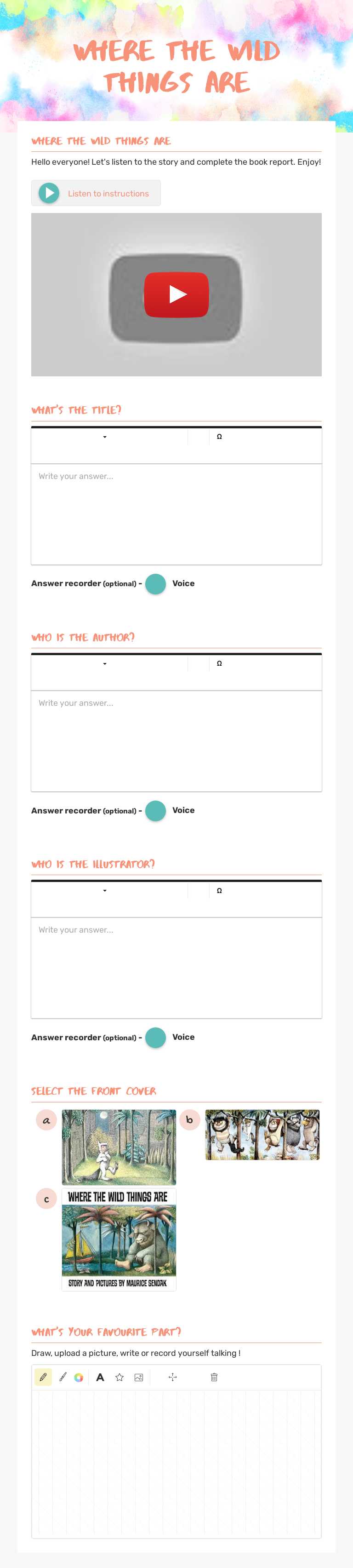 WHERE THE WILD THINGS ARE worksheet preview image