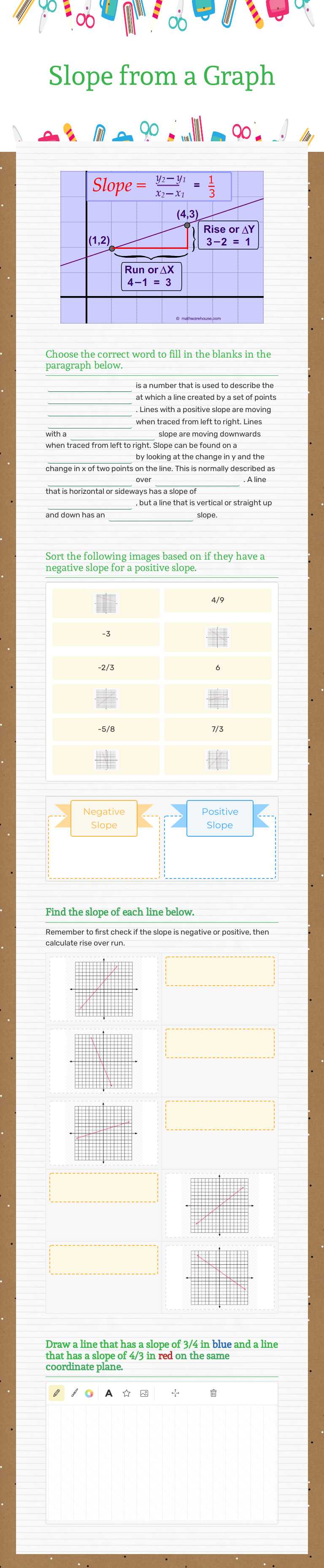 Slope from a Graph worksheet preview image