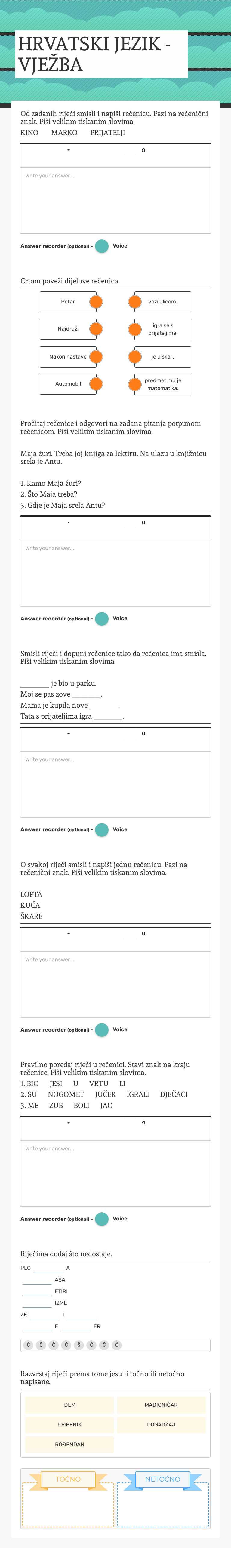 HRVATSKI JEZIK - VJEŽBA worksheet preview image