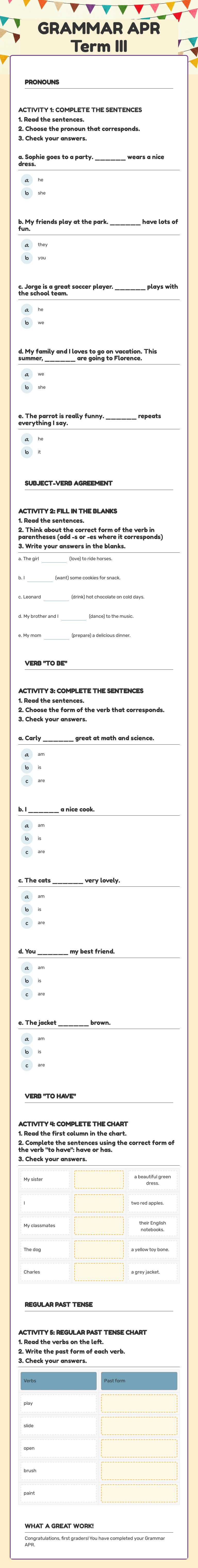 GRAMMAR APR   Term III worksheet preview image