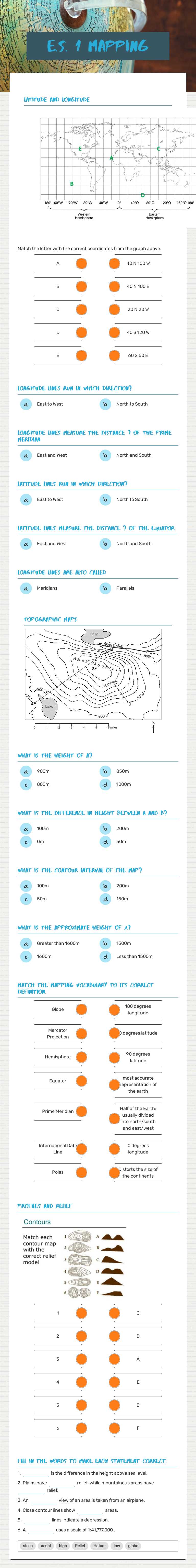 E.S. 1 Mapping worksheet preview image