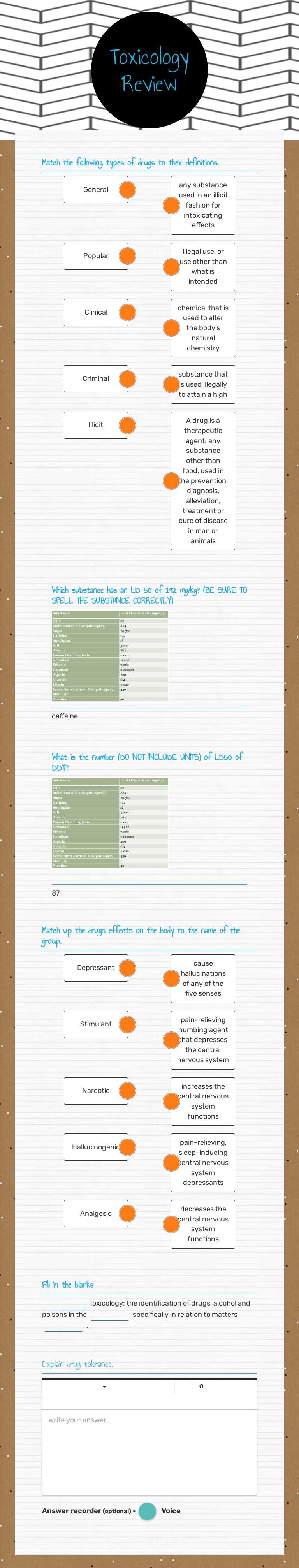 Toxicology Review worksheet preview image