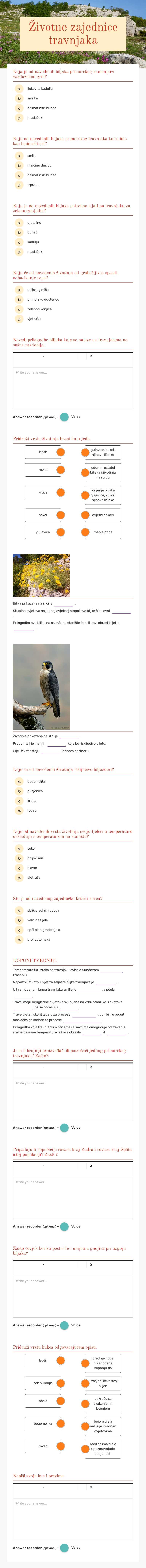 Životne zajednice travnjaka worksheet preview image
